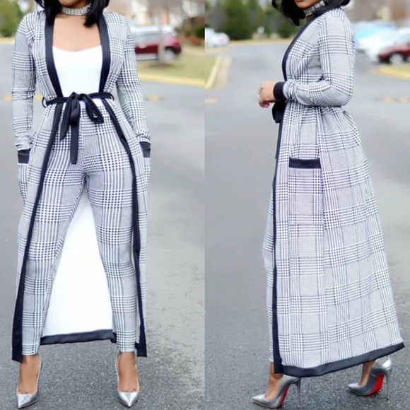 “Jackie” Flocked Plaid Maxi Set - Picture 2 of 7